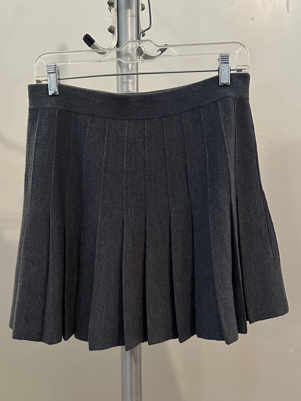 Reformation Charcoal Gray Pleated Knit Skater Skirt